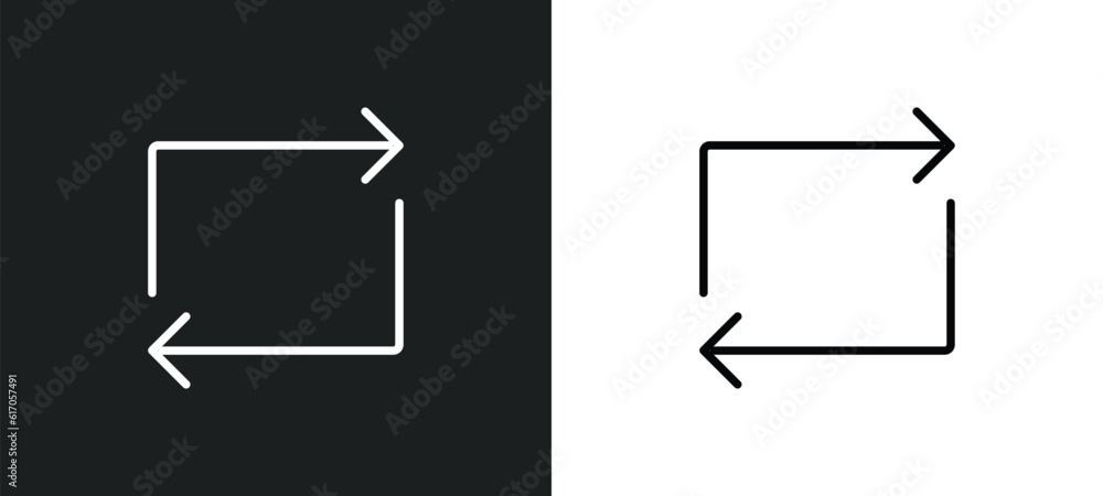 Poster retweet line icon in white and black colors. retweet flat vector icon from retweet collection for we