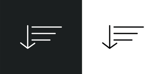 sort down line icon in white and black colors. sort down flat vector icon from sort down collection for web, mobile apps and ui.