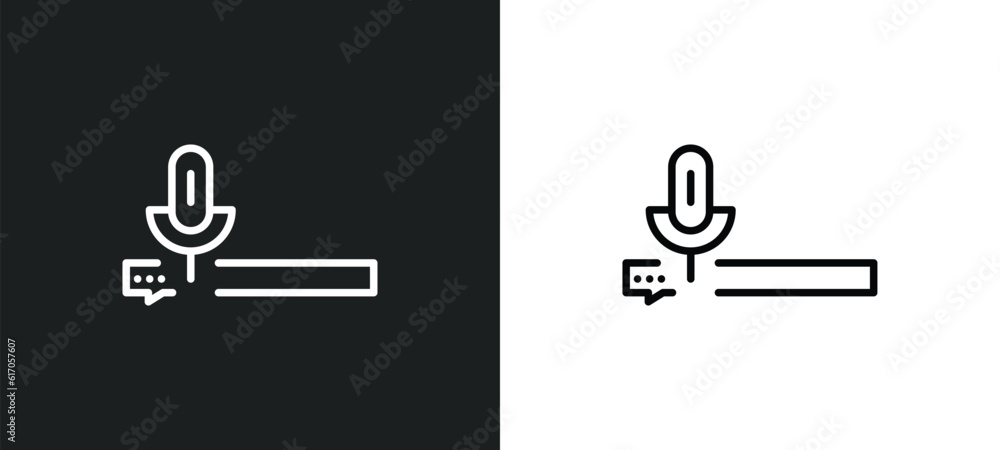 Aufkleber voice message line icon in white and black colors. voice message flat vector icon from voice message
