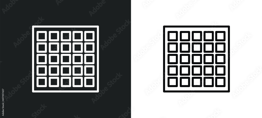 Poster square grid line icon in white and black colors. square grid flat vector icon from square grid colle