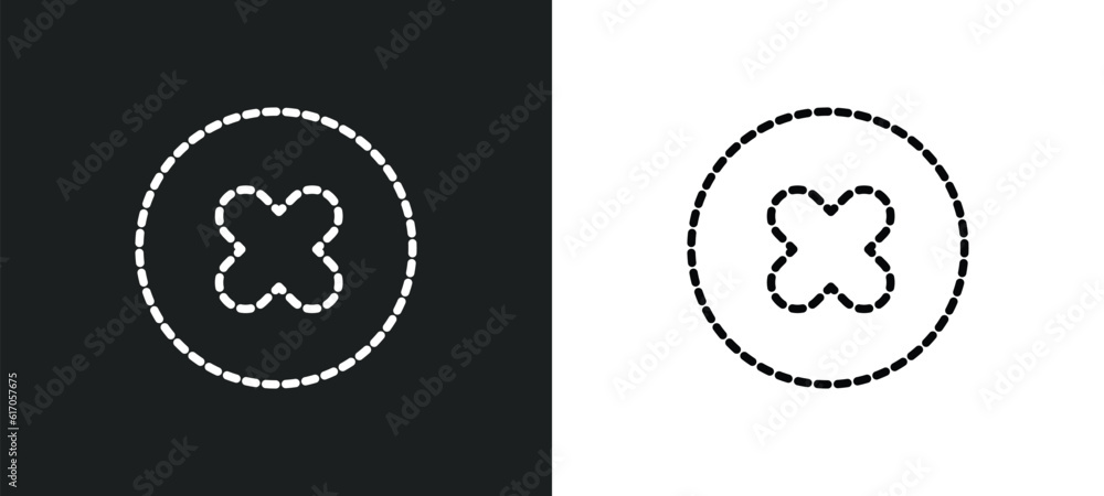 Aufkleber dot crossed line icon in white and black colors. dot crossed flat vector icon from dot crossed colle