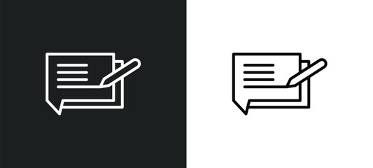 writing message line icon in white and black colors. writing message flat vector icon from writing message collection for web, mobile apps and ui.
