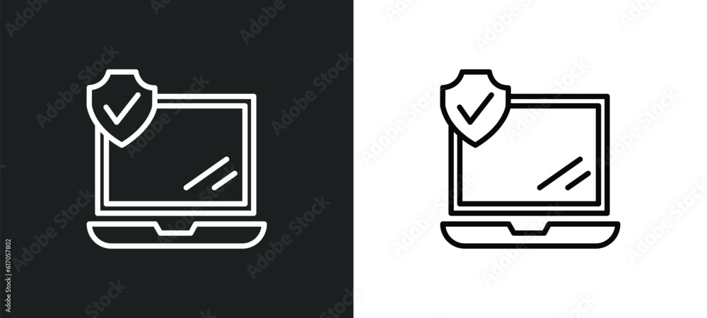 Poster internet security line icon in white and black colors. internet security flat vector icon from inter