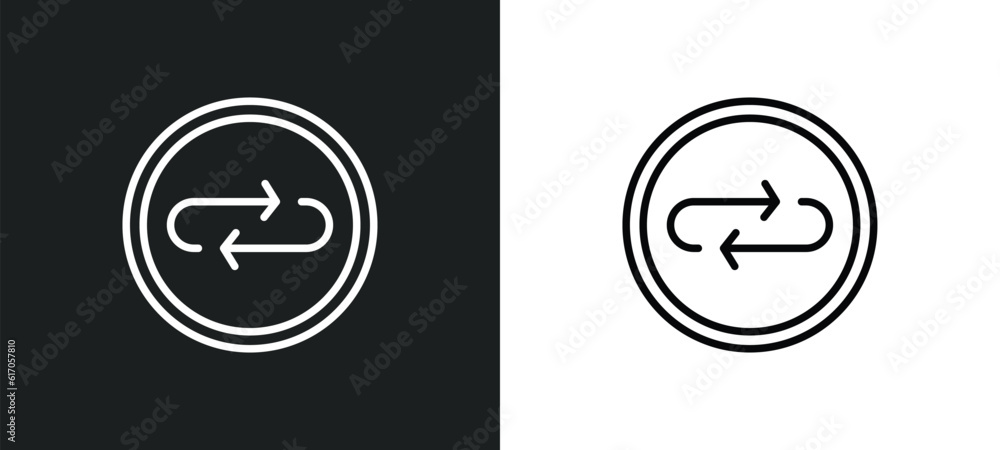 Poster reload arrow line icon in white and black colors. reload arrow flat vector icon from reload arrow co