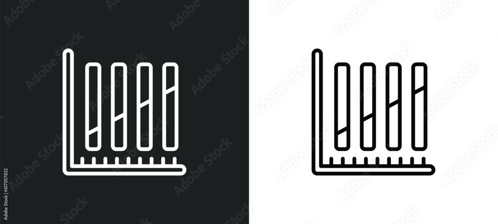 Poster dual stream chart line icon in white and black colors. dual stream chart flat vector icon from dual 