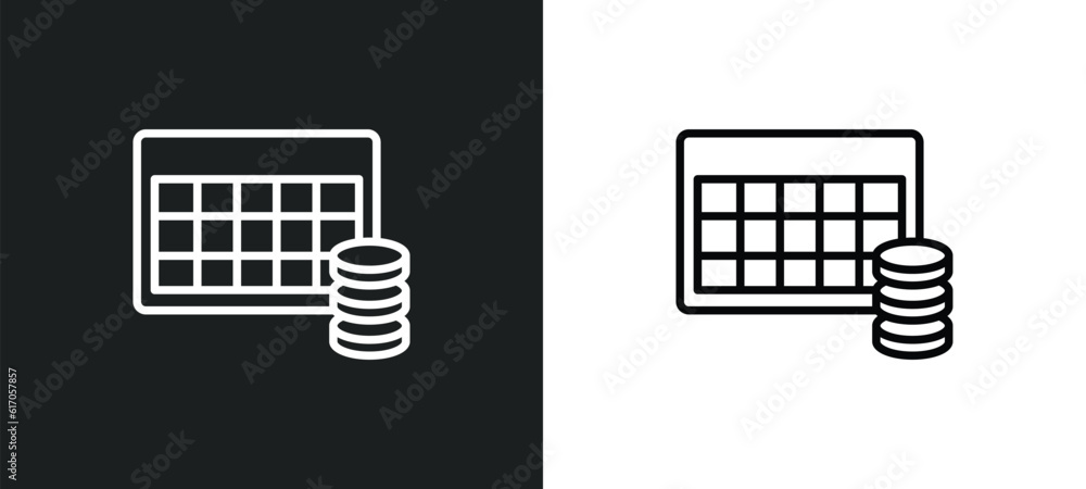 Poster table for data line icon in white and black colors. table for data flat vector icon from table for d