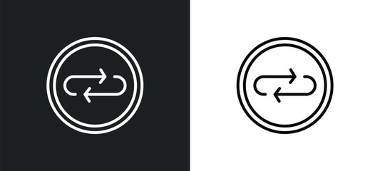 reload arrow line icon in white and black colors. reload arrow flat vector icon from reload arrow collection for web, mobile apps and ui.