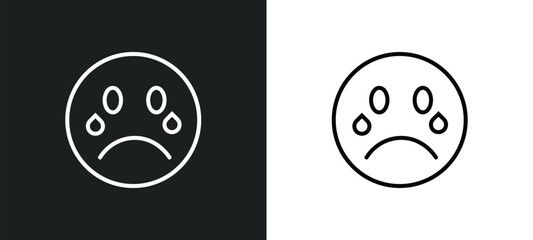 crying smile line icon in white and black colors. crying smile flat vector icon from crying smile collection for web, mobile apps and ui.
