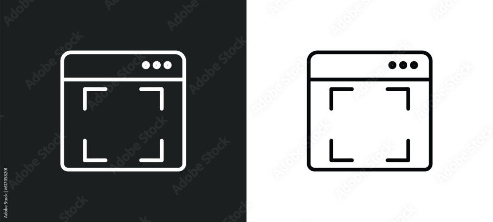 Aufkleber screen in white line icon in white and black colors. screen in white flat vector icon from screen co