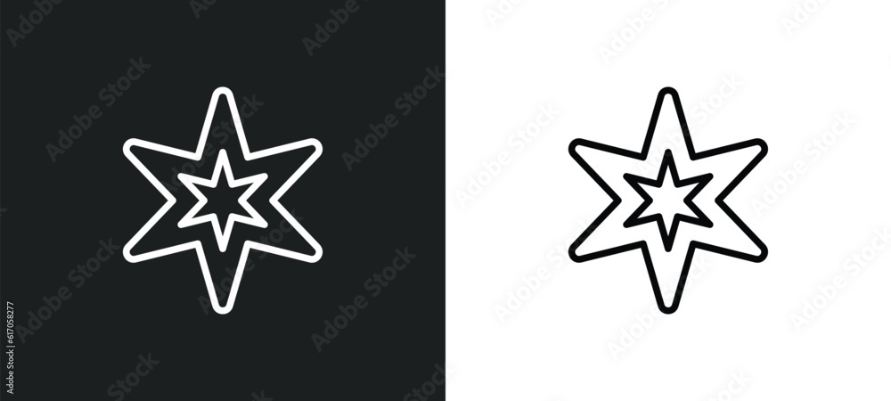Poster pointed star line icon in white and black colors. pointed star flat vector icon from pointed star co