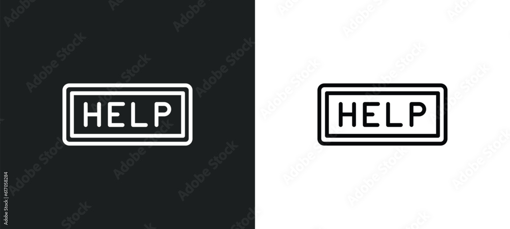 Fototapete help web button line icon in white and black colors. help web button flat vector icon from help web button collection for mobile apps and ui.