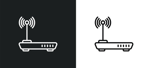 internet modem line icon in white and black colors. internet modem flat vector icon from internet modem collection for web, mobile apps and ui.