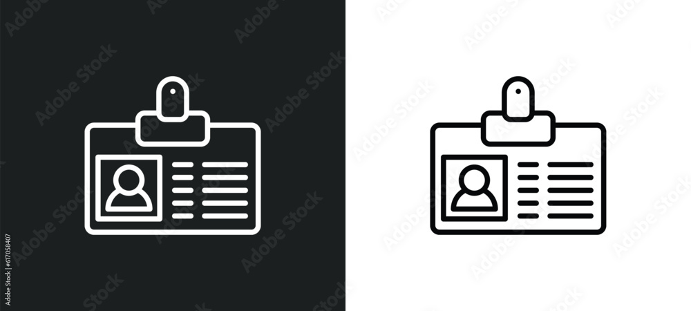 Poster personal credentials line icon in white and black colors. personal credentials flat vector icon from