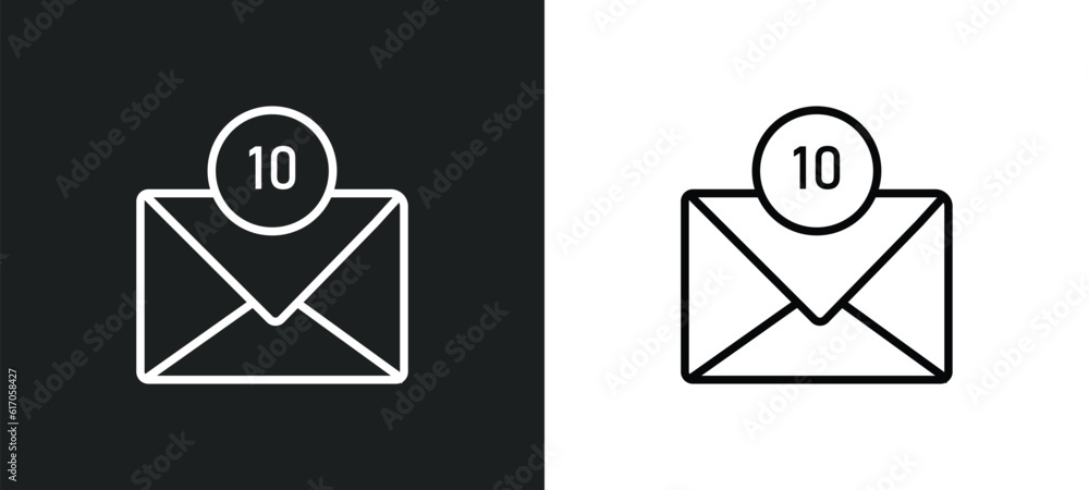 Poster unread mail line icon in white and black colors. unread mail flat vector icon from unread mail colle