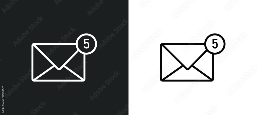Poster new message line icon in white and black colors. new message flat vector icon from new message colle