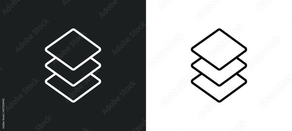 Aufkleber layer button line icon in white and black colors. layer button flat vector icon from layer button co