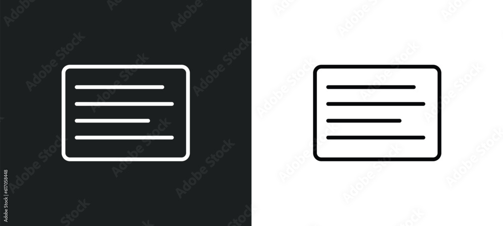 Poster left side alignment line icon in white and black colors. left side alignment flat vector icon from l