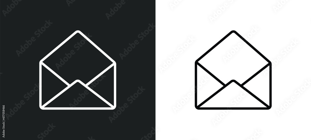 Poster open envelope line icon in white and black colors. open envelope flat vector icon from open envelope
