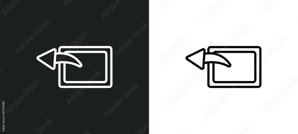 Poster window back button line icon in white and black colors. window back button flat vector icon from win