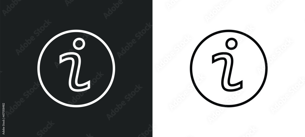 Poster information button line icon in white and black colors. information button flat vector icon from inf