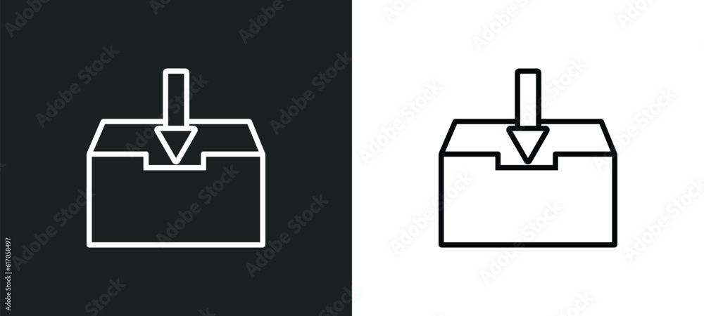 Fototapete file inbox line icon in white and black colors. file inbox flat vector icon from file inbox collection for web, mobile apps and ui.