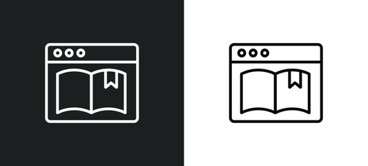 ribbon from a book line icon in white and black colors. ribbon from a book flat vector icon from ribbon a book collection for web, mobile apps and ui.