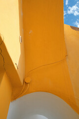 Abstract colorful architecture close up with facade of building in Procida Island, Italy