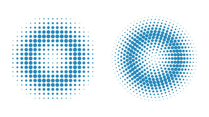 Circle halftone, modern design element isolated on white background.