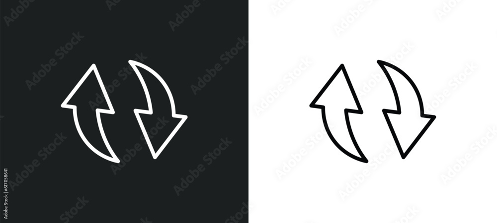 Poster update arrow line icon in white and black colors. update arrow flat vector icon from update arrow co