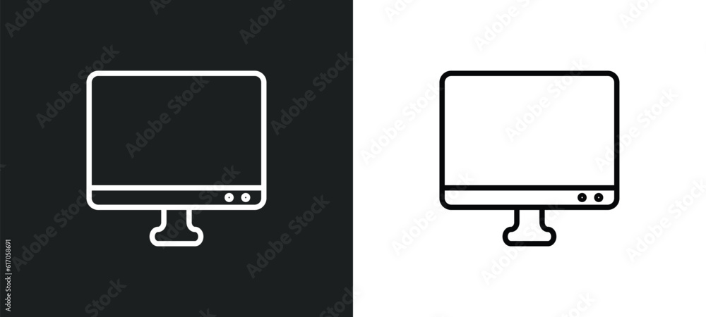 Poster display line icon in white and black colors. display flat vector icon from display collection for we