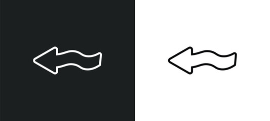 squiggly arrow line icon in white and black colors. squiggly arrow flat vector icon from squiggly arrow collection for web, mobile apps and ui.