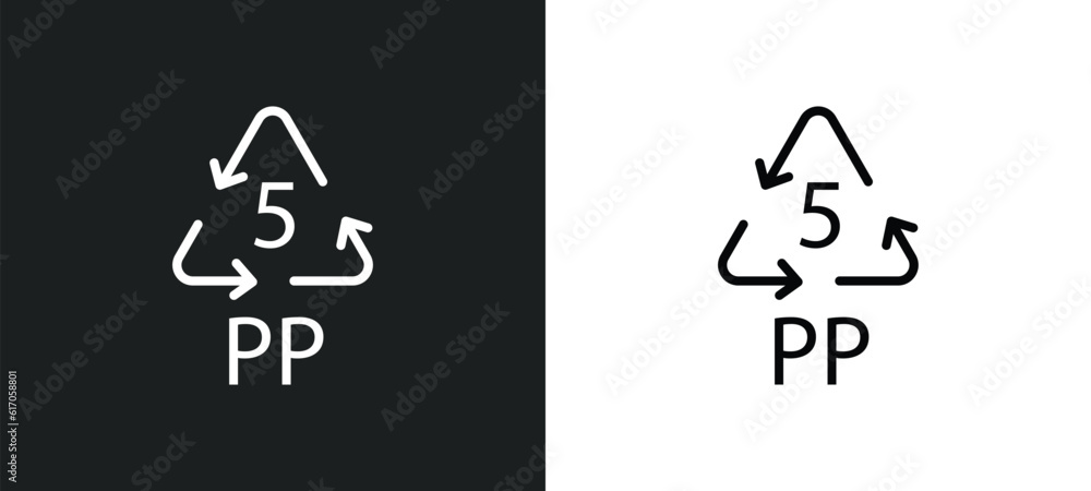Poster 5 pp line icon in white and black colors. 5 pp flat vector icon from 5 pp collection for web, mobile