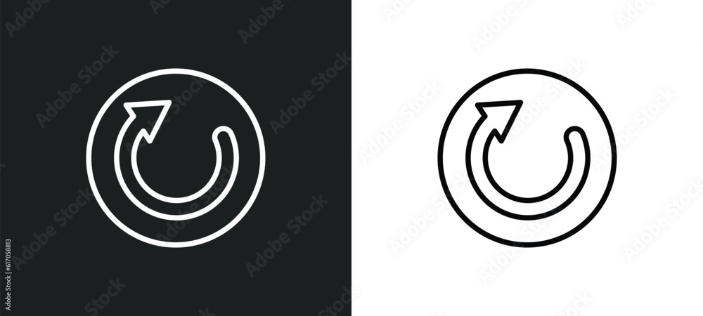 Poster restart line icon in white and black colors. restart flat vector icon from restart collection for we