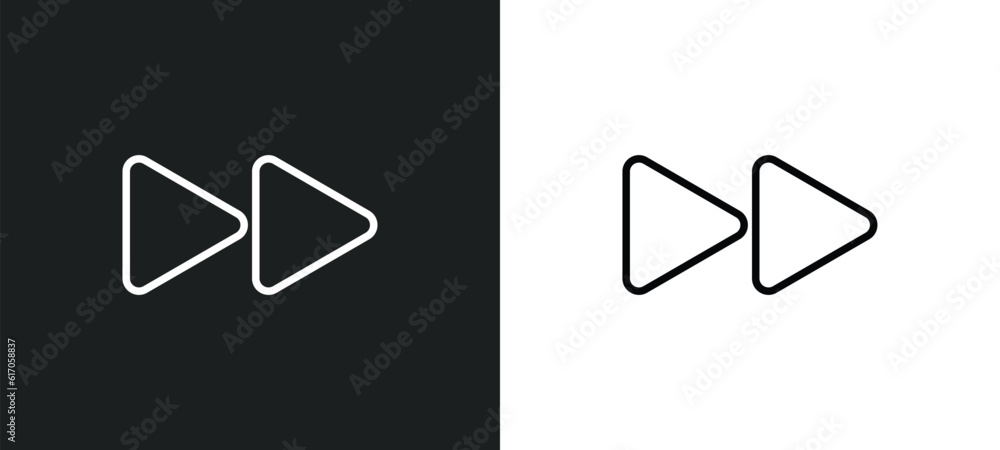 Poster forward button line icon in white and black colors. forward button flat vector icon from forward but
