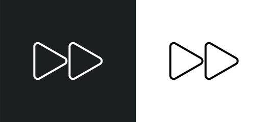 forward button line icon in white and black colors. forward button flat vector icon from forward button collection for web, mobile apps and ui.