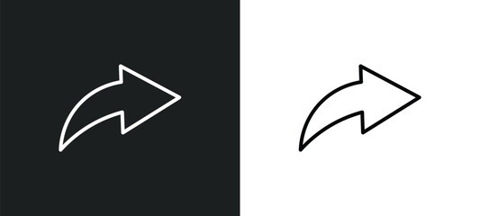right curve arrow line icon in white and black colors. right curve arrow flat vector icon from right curve arrow collection for web, mobile apps and ui.