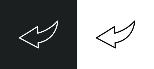 curve left arrow line icon in white and black colors. curve left arrow flat vector icon from curve left arrow collection for web, mobile apps and ui.