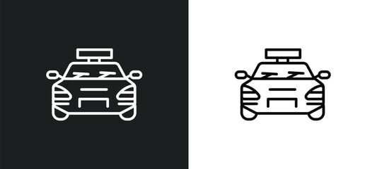 sports car line icon in white and black colors. sports car flat vector icon from sports car collection for web, mobile apps and ui.