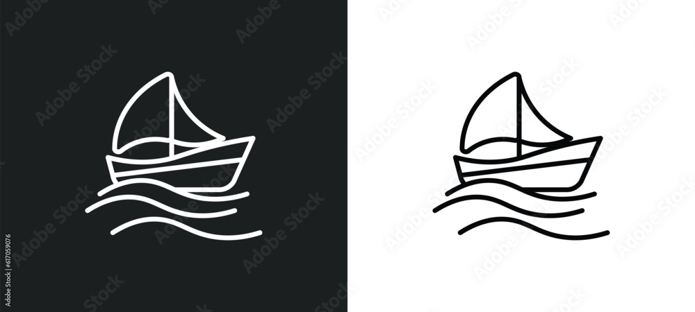 Aufkleber sailing line icon in white and black colors. sailing flat vector icon from sailing collection for we