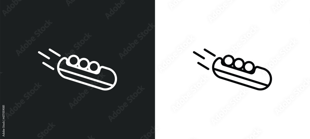 Poster bobsleigh line icon in white and black colors. bobsleigh flat vector icon from bobsleigh collection 