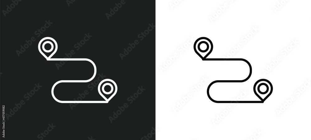 Poster way line icon in white and black colors. way flat vector icon from way collection for web, mobile ap