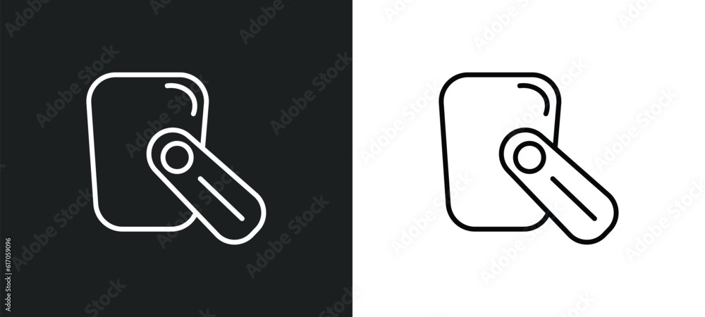 Poster hands free device line icon in white and black colors. hands free device flat vector icon from hands