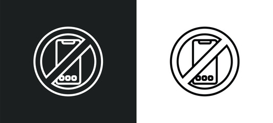 no mobile phone line icon in white and black colors. no mobile phone flat vector icon from no mobile phone collection for web, apps and ui.