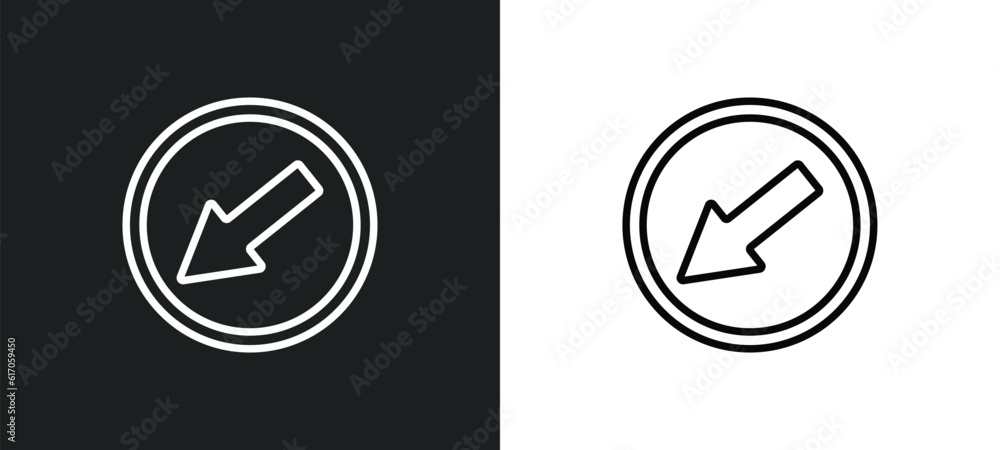 Aufkleber keep left line icon in white and black colors. keep left flat vector icon from keep left collection 