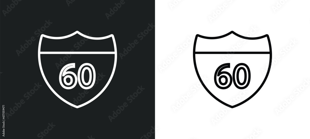 Poster highway line icon in white and black colors. highway flat vector icon from highway collection for we