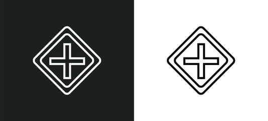 intersection line icon in white and black colors. intersection flat vector icon from intersection collection for web, mobile apps and ui.