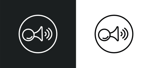 horn line icon in white and black colors. horn flat vector icon from horn collection for web, mobile apps and ui.