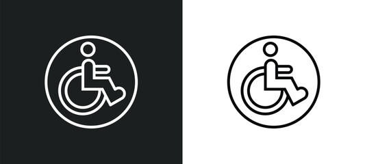 handicap line icon in white and black colors. handicap flat vector icon from handicap collection for web, mobile apps and ui.