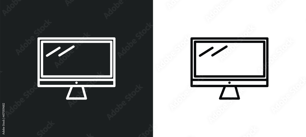 Aufkleber screen blank line icon in white and black colors. screen blank flat vector icon from screen blank co