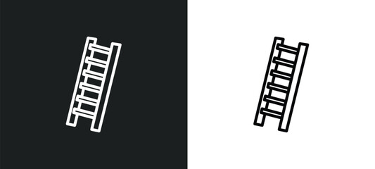 hanging ladder line icon in white and black colors. hanging ladder flat vector icon from hanging ladder collection for web, mobile apps and ui.